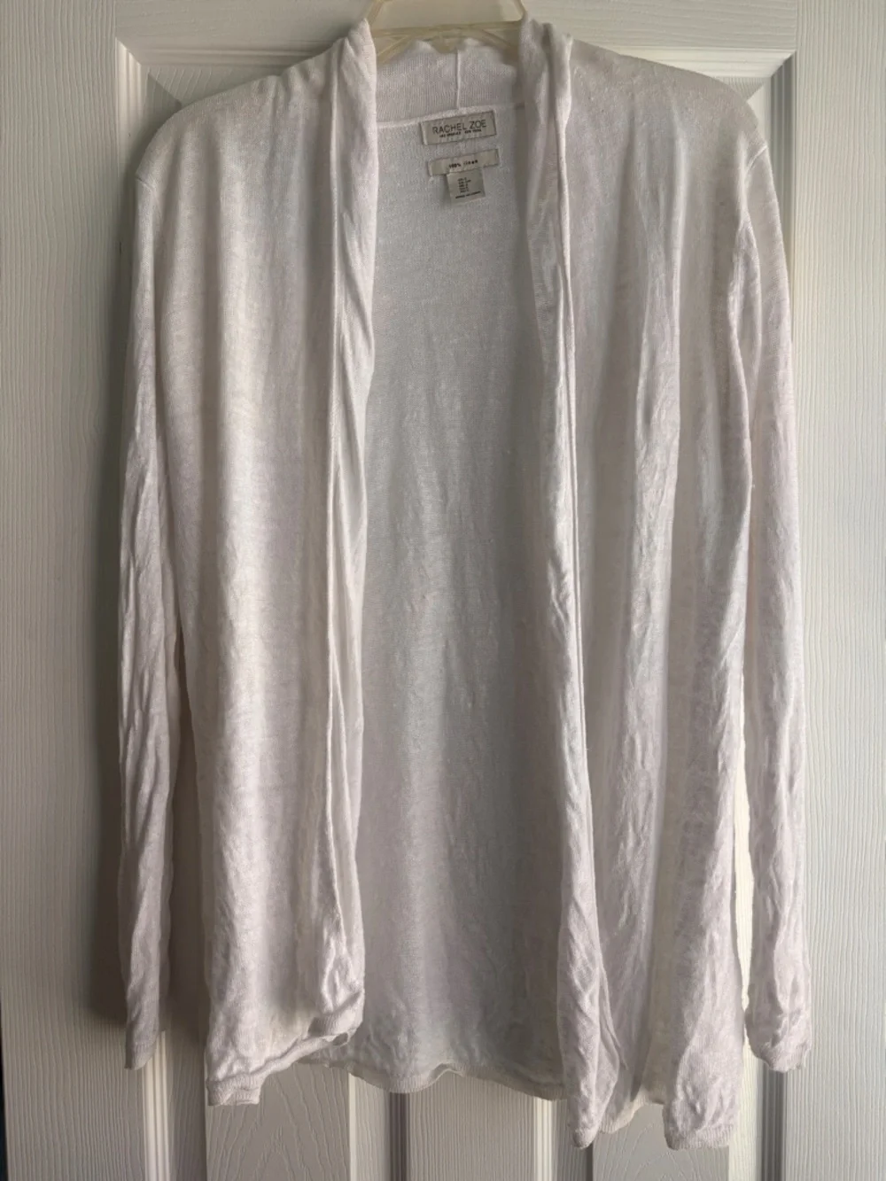 Rachel Zoe 100% Linen Open Front Cardigan lightweight semi-sheer longline Small - Picture 3 of 8